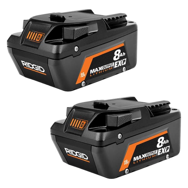 RIDGID 18V 8.0 Ah Max Output EXP Lithium-Ion Battery (2-Pack)