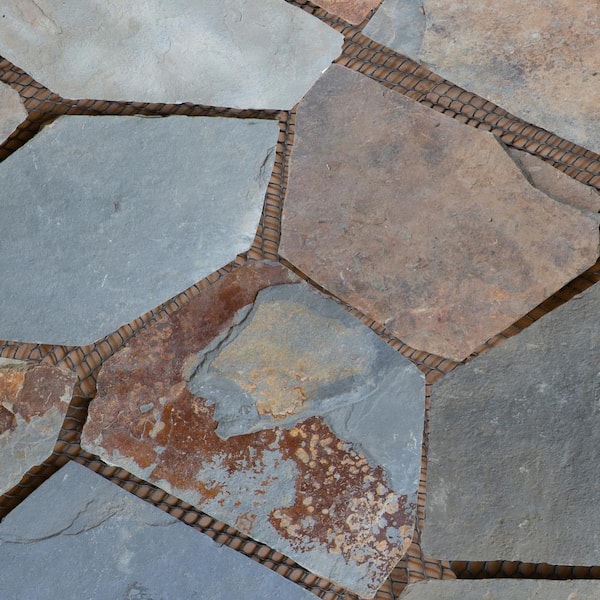 MSI Take Home Tile Sample-Santa Barbara 4 in. x 4 in. Slate Mesh-Mounted Flagstone Paver Tile