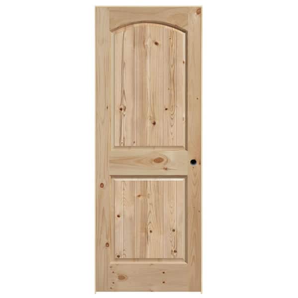 Masonite 32 in. x 80 in. 2 Panel Right-Handed Unfinished Wood Solid Core Single Prehung Interior Door 4-9/16 in. Flat Jamb