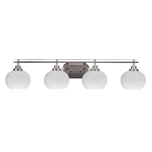 Unbranded Monroe 40.25 in. 4-Light Brushed Nickel Vanity Light with 7 in. White Muslin Glass Shade no Bulbs Included