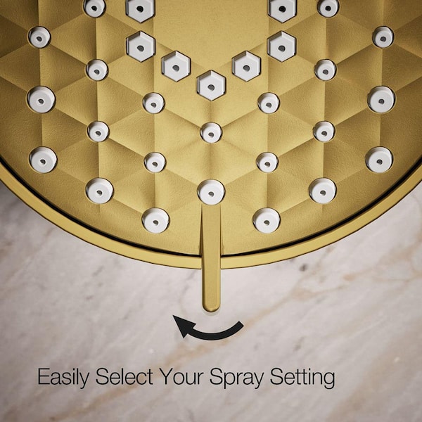KOHLER Awaken G110 3-Spray Patterns 2.5 GPM 4.3125 in. Wall Mount Fixed Shower Head in Vibrant Brushed Moderne Brass