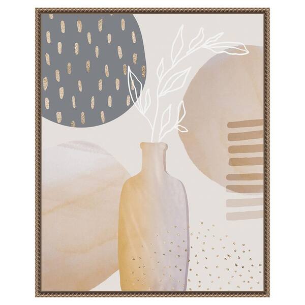 Amanti Art Mid Century Floral II by Andrea Haase 23 in. W x 28 in. H Canvas Float Frame in Bronze