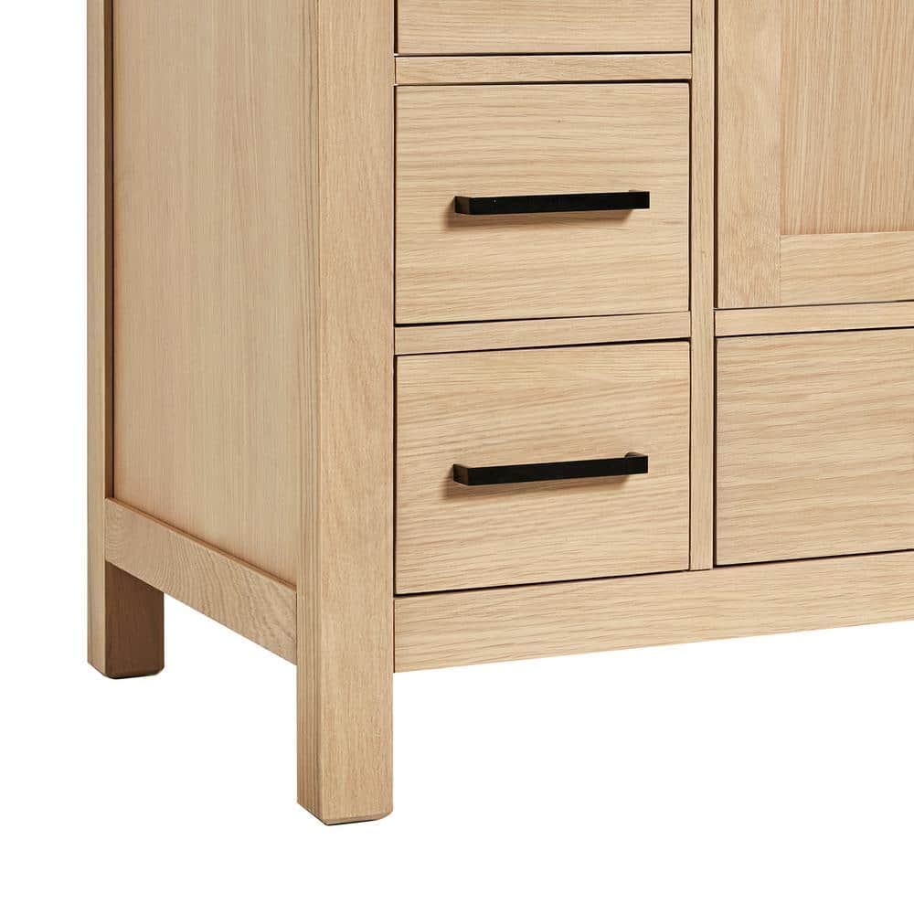 Cambridge 37'' Oak Freestanding Vanity with Carrara Marble Top