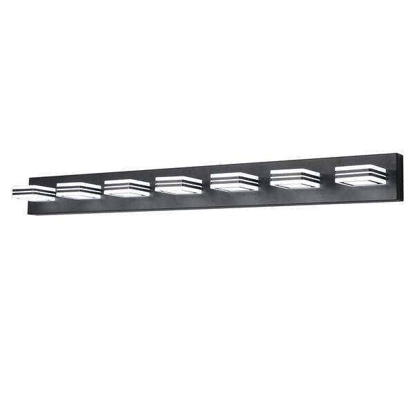 MODERN HABITAT GlamourGaze 45 in. 7-Light Black LED Vanity Light with Bathroom
