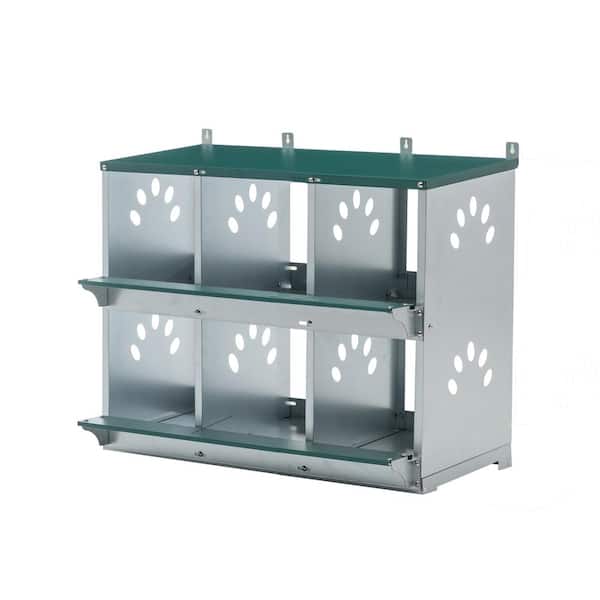 Unbranded 33 in. Metal Nesting Boxes for Chicken, 6-Compartment Nesting Box, Galvanized Steel Nesting Boxes for Hens