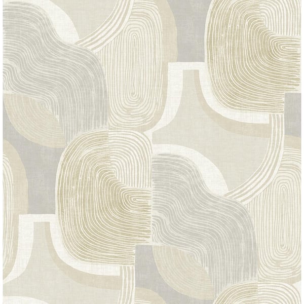 A-Street Prints Hollace Honey and Grey Geometric Wallpaper Sample