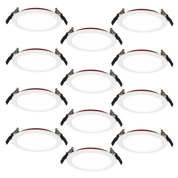 6 in. Fire Rated Slim Adjustable CCT IC Rated Dimmable Indoor Outdoor Integrated LED Recessed Baffle Trim 12-Pack
