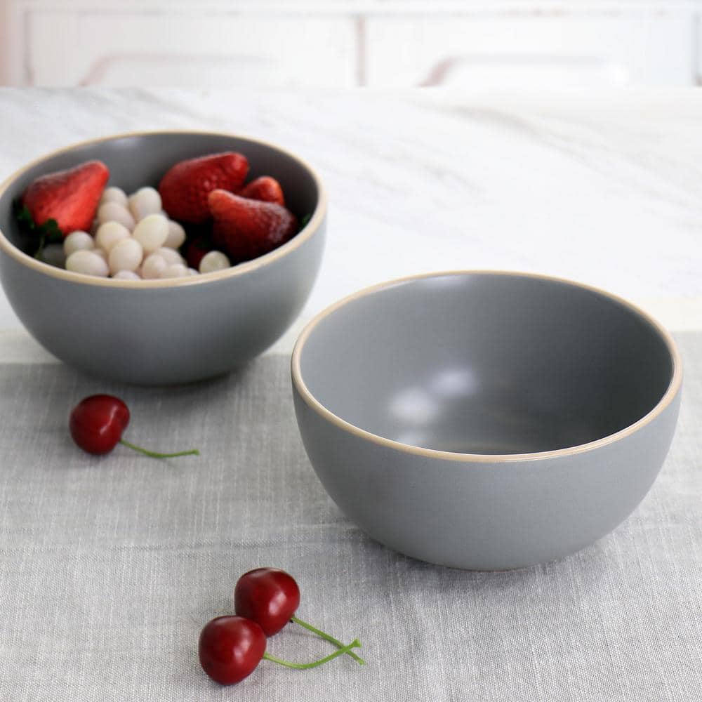Gray Matte Ceramic Microwave Safe Cereal Bowl