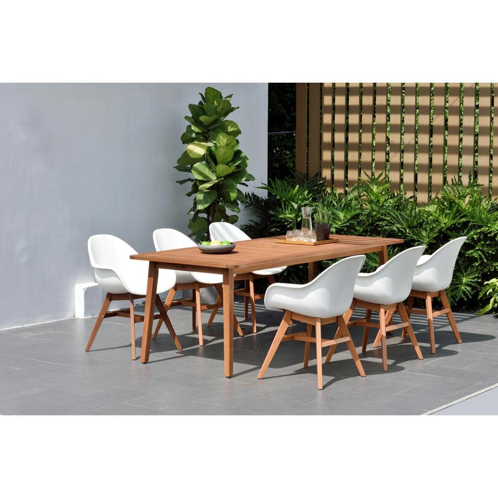 Carilo White 7-Piece Wood Outdoor Dining Set price history on PriceWatchPro