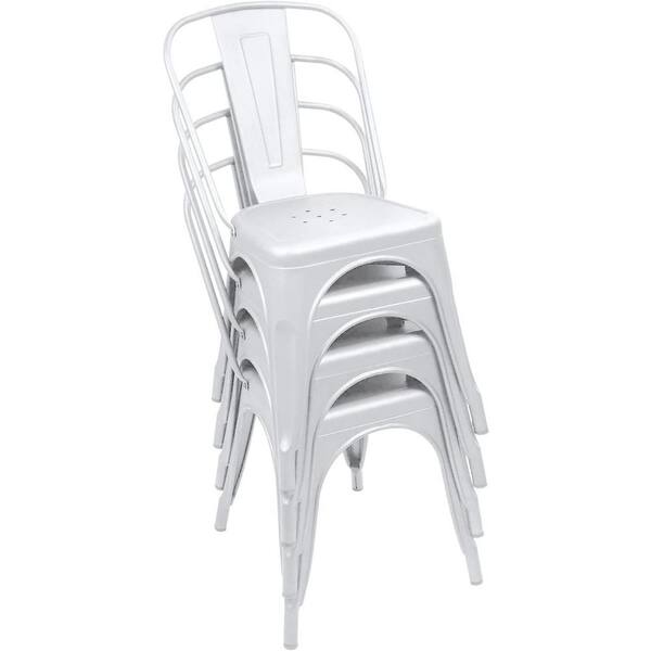 FDW Set Of 4 Metal Dining Chairs - Indoor/Outdoor Patio Kitchen Chairs
