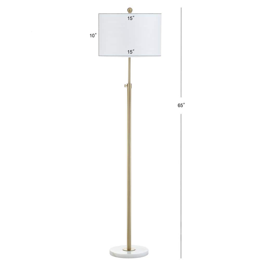 Jonathan Y 65" Adjustable Brass Gold and White Arc Floor Lamp