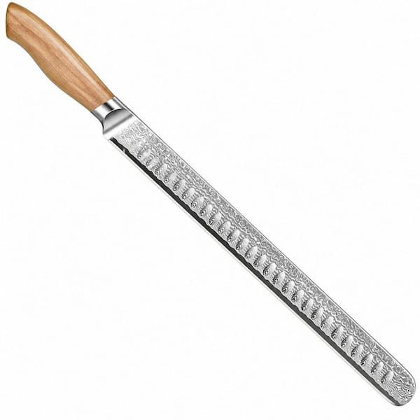 12 in. Steel Full Tang Carving Knife with Japanese Steel, Olive Wood Handle, Razor Sharp for Meat and Turkey
