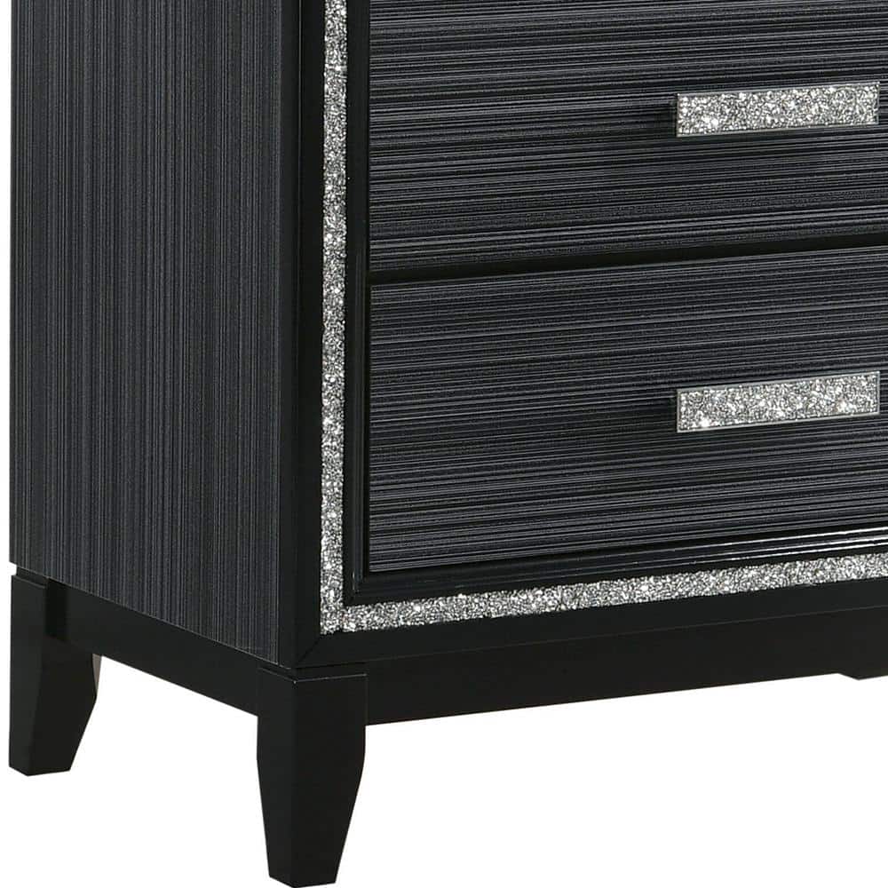 Haiden 31'' Weathered Black Nightstand with Silver Accents