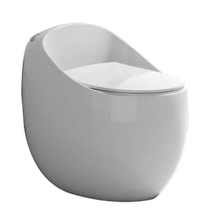 1-Piece 1.1 GPF Single Flush Egg Shape Toilet in Glossy White