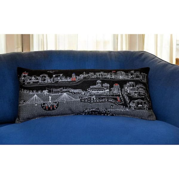 Black, Gray, White Solid Polyester 14 in. x 35 in. Throw Pillow