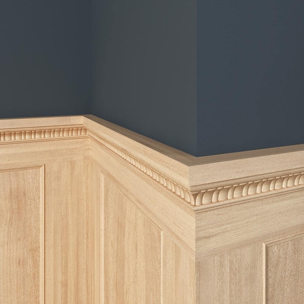 Unfinished White Hardwood Scallop Embossed Chair Rail Moulding