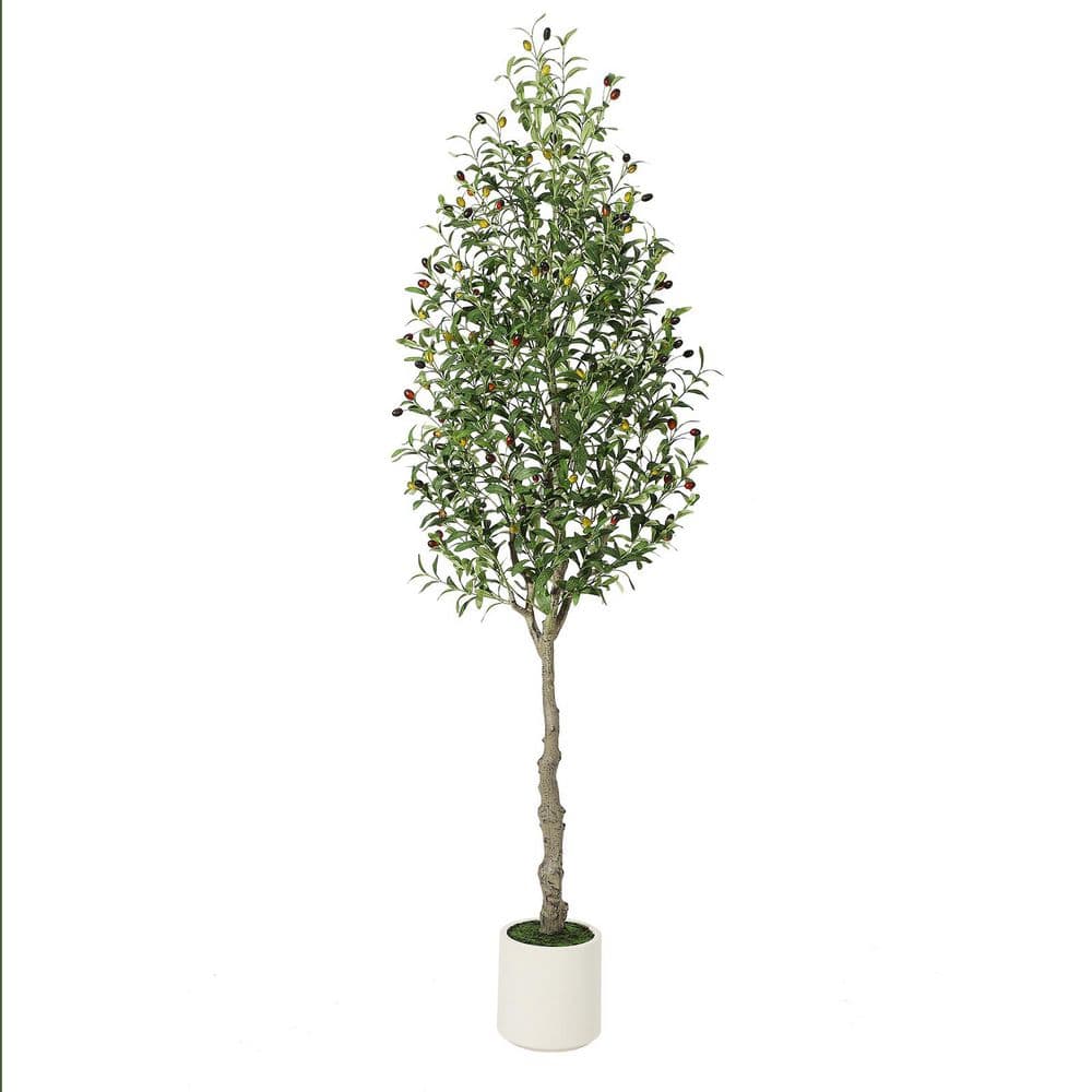 Tall Faux Olive Tree,7 ft. Artificial Olive Tree with Realistic Trunk ...