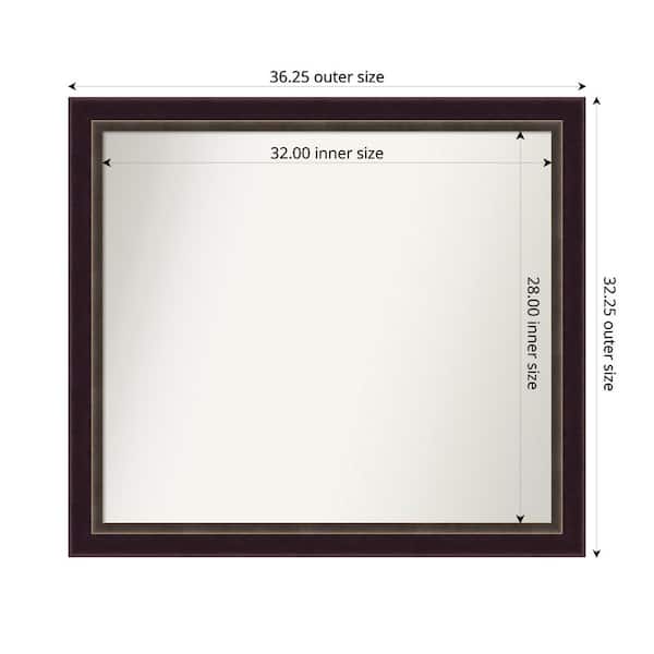 Amanti Art Signore Bronze 36.25 in. x 32.25 in. Custom Non-Beveled Wood Framed Bathroom Vanity Wall Mirror