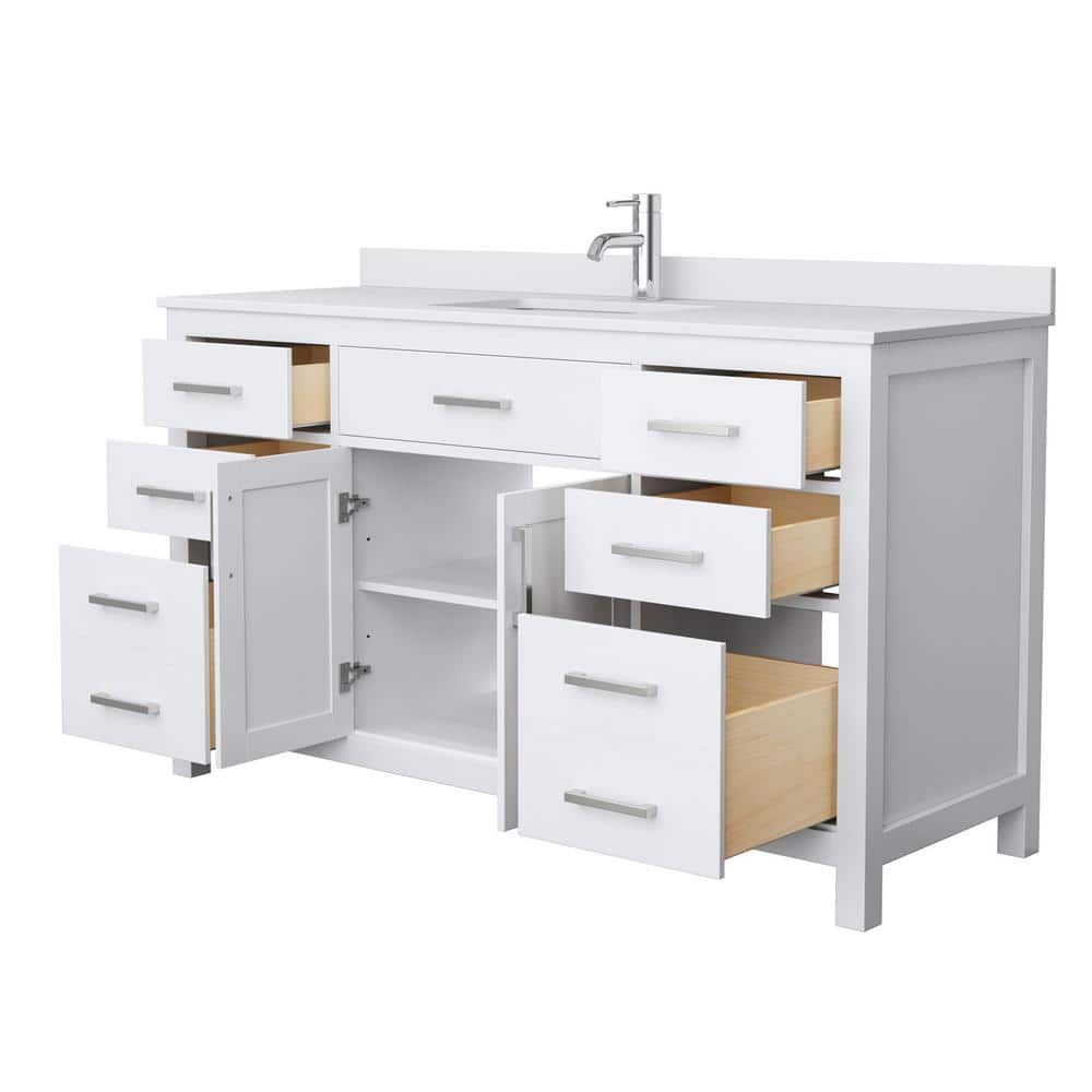 Beckett 60" White Freestanding Single Bathroom Vanity with Cultured Marble Top
