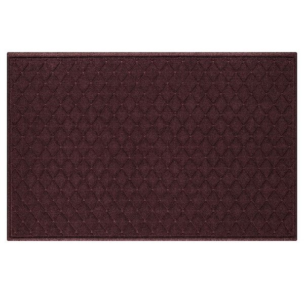 Bungalow Flooring Waterhog Argyle Bordeaux 45 in. x 70 in. PET Polyester Indoor Outdoor Estate Mat