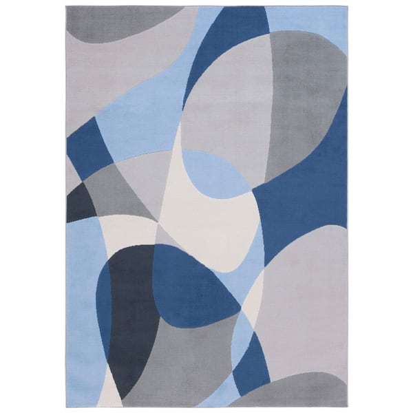 Odyssey 9 ft. x 12 ft. Gray/Blue Navy Abstract Geometric Area Rug