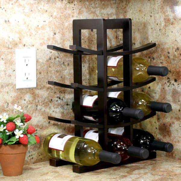 EPOWP 12 Bottle Coffee Wood Tabletop Wine Rack LX D0102HPYRPY