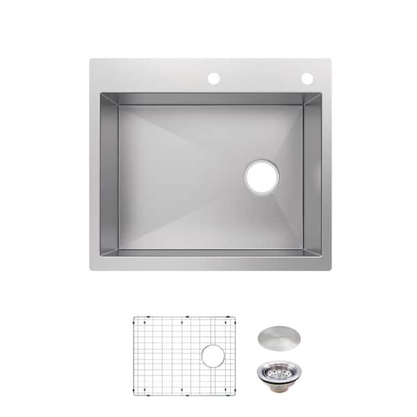 Professional Zero Radius 30 in. Drop-In Single Bowl 16 Gauge Stainless Steel Kitchen Sink with Accessories