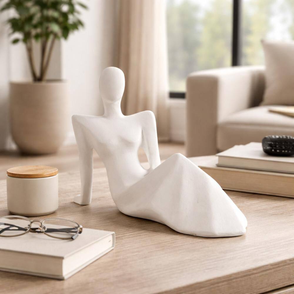 White 11 in. x 8 in. Ceramic Transitional Reclining Human Statue price history on PriceWatchPro