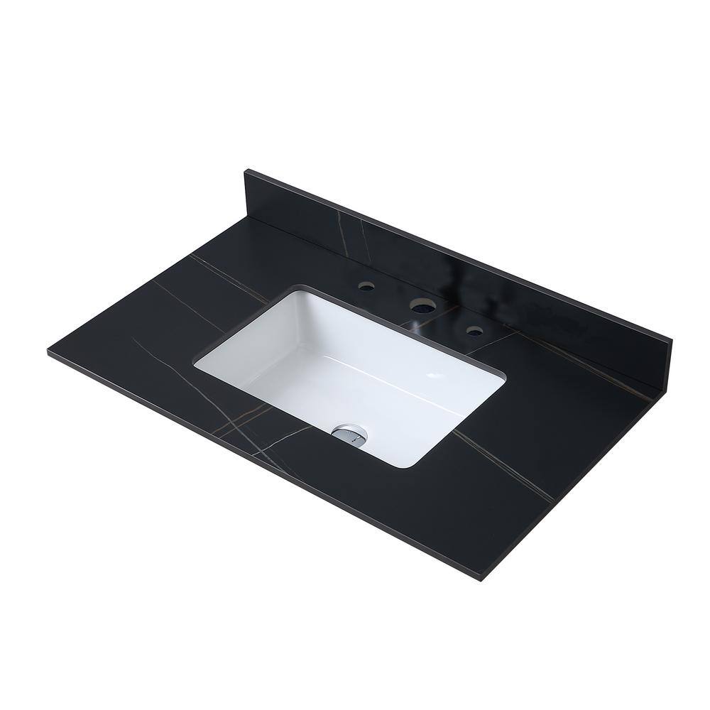 37 in. W x 22 in. D Engineered Stone Composite White Rectangular Single Sin
