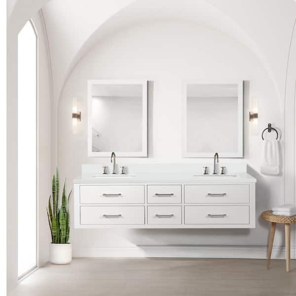 Lexora Sherman 72 in. Double Sink Floating White Bath Vanity with