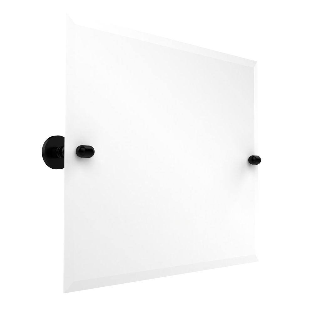 Matte Black Frameless Rectangular Wall Mirror with Beveled Edge