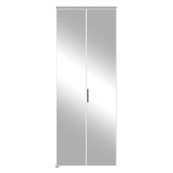 24 in. x 80 in. Mirrored Glass, Silver, Hollow Core, MDF, Aluminum Frame, Full Lite Bi-fold Doors with Hardware Kits