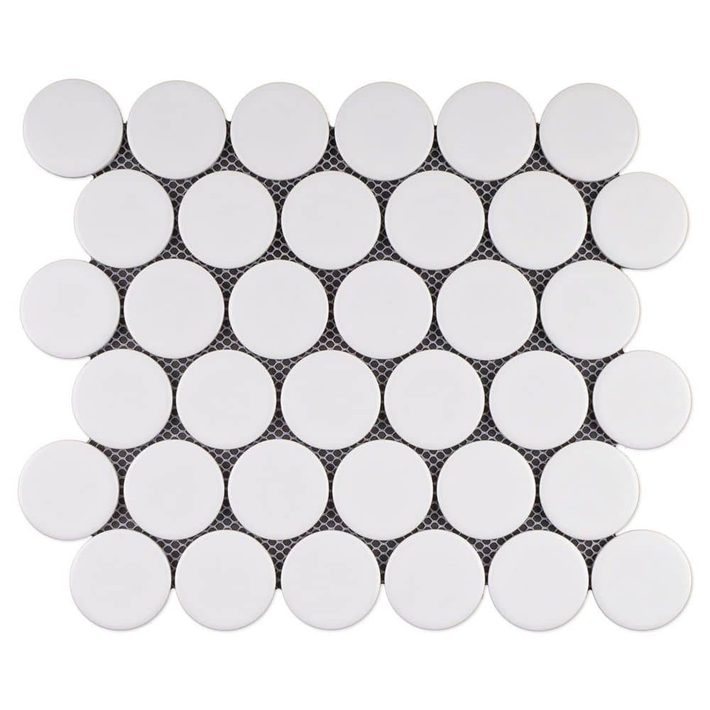 Porcetile White 11.82 in. x 10.5 in. Penny Matte Porcelain Mosaic Tile Sample price history on PriceWatchPro