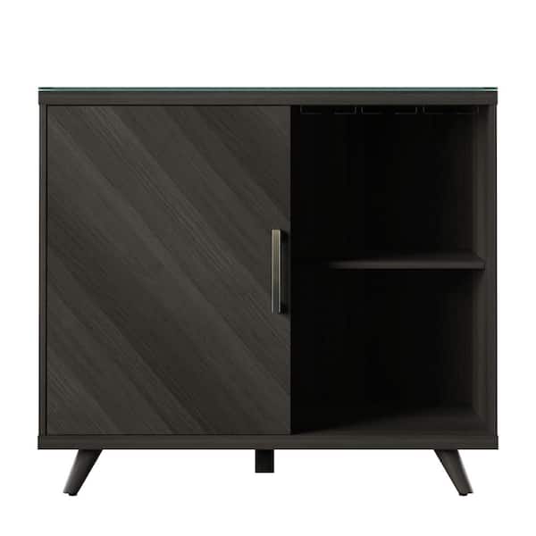 Twin Star Home Fillmore Oak General Modern Bar Cabinet with Refrigerated Beverage Cooler