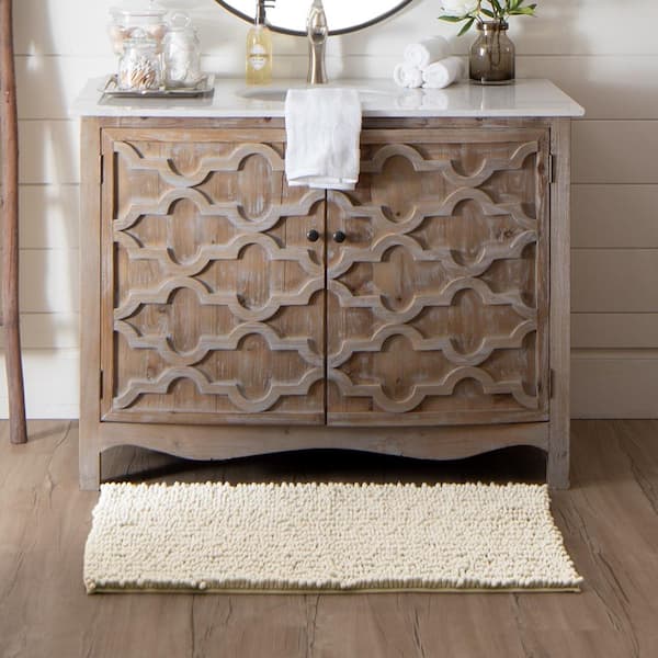 Metaphor Parchment 27 in. x 45 in. Micro Denier Polyester Bath Mat