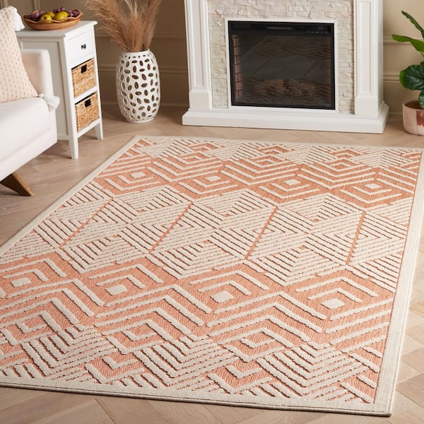 Milos Rust/Ivory 9 ft. x 12 ft. Geometric Chevron Indoor/Outdoor Area Rug