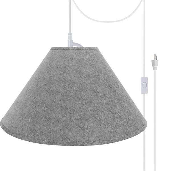 Aspen Creative Corporation 2-Light White Plug-In Swag Pendant with Grey Hardback Empire Fabric Shade