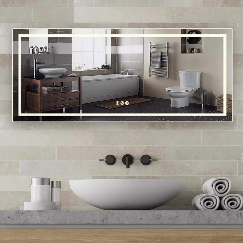 Boyel Living 60 in. W x 36 in. H Frameless Rectangular LED Light Bathroom  Vanity Mirror KF-MD04-6036SF2 The Home Depot