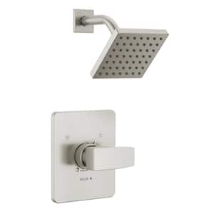 Modern Angular 1-Handle Wall Mount Shower Only Trim Kit in Stainless Steel (Valve Not Included)