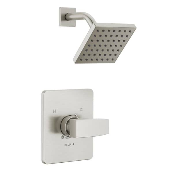 Delta Modern Angular 1-Handle Wall Mount Shower Only Trim Kit in Stainless Steel (Valve Not Included)