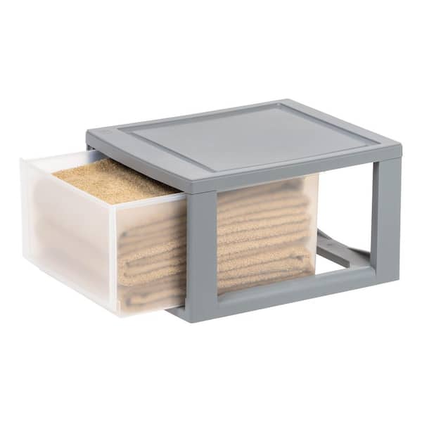 1 Drawer Gray Stackable Storage Unit (11.88 in. W x 8.13 in. H) (4-Pack)