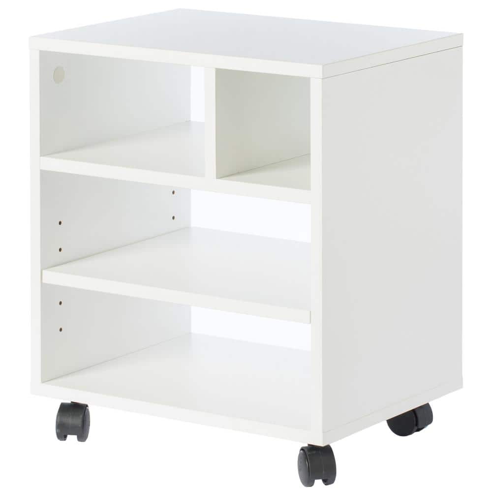 White 28" Mobile 3-Drawer Wooden File Cabinet with Casters