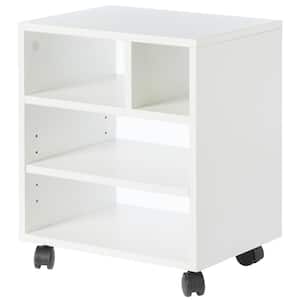 Wooden Office Storage Printer Stand with Wheels, White