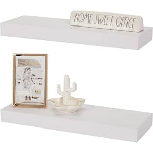 16.25 in. W x 5.5 in. D White Wood Composite Decorative Wall Shelf, Set of 2