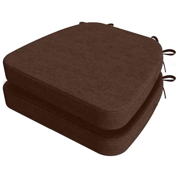 17 in. x 16 in. x 2 in. D-Shaped Indoor Chair Cushions Removable Cover Kitchen and Dining Chairs in Brown (Set of 2)