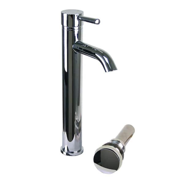 Brienza Moncalieri Single Hole Single-Handle High-Arc Vessel Bathroom Faucet with Drain in Chrome