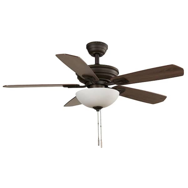 Wellston II 44 in. Indoor LED Bronze Dry Rated Downrod Ceiling Fan with Light Kit and 5 Reversible Blades