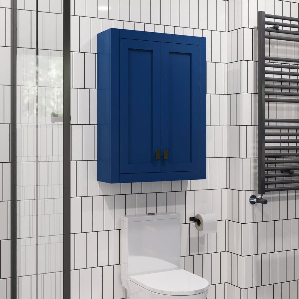 Madison 33" Blue Solid Hardwood Medicine Cabinet with Chrome Hardware
