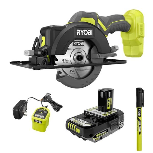 ONE+ 18V Cordless 4-1/2 in. Circular Saw Kit with 2 Ah Battery, Charger, and Fine Point Permanent Marker