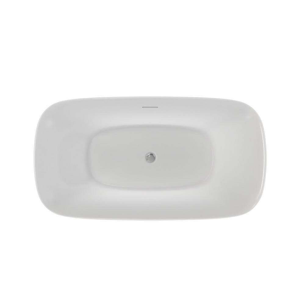 Ascend 67" White Acrylic Freestanding Bathtub with Chrome Drain